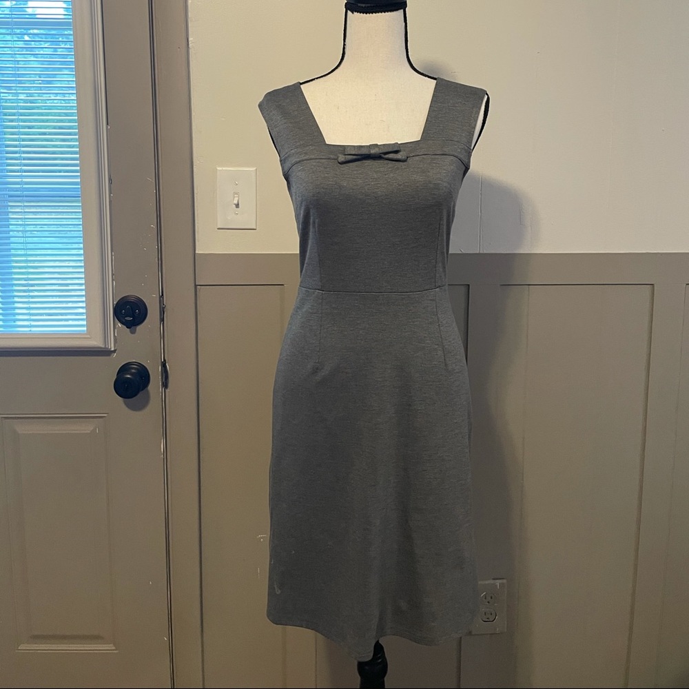 ModCloth Gray Sheath Dress with Bow